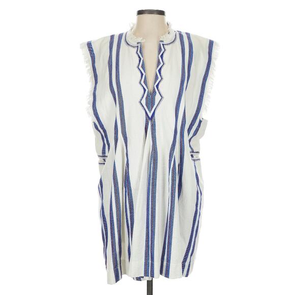 Etoile Isabel Marant Denzie Cotton Canvas Striped Poncho Mini Dress L - Picture 5 of 12
